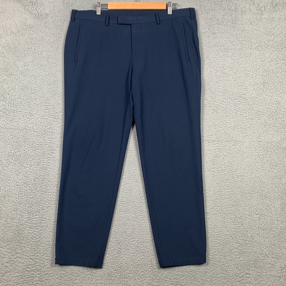 Sene Soho Trouser Men's Custom 39‎ x 28 Navy Flat Front 4 Way Stretch Dress Pant